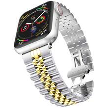 5-Bead Apple Watch Band Compatible With Apple Watch Series 6/7/8/Ultra, Metal Butterfly Buckle Link Band - Multicolor - View 6