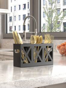 1 Piece, 3 Compartments Cutlery Box, Large Capacity Silverware Rack, Multi-Purpose Cutlery Rack, Cutlery Box, Fork, Spoon, Knife, Fashionable Cutlery Rack, Kitchen Organizer