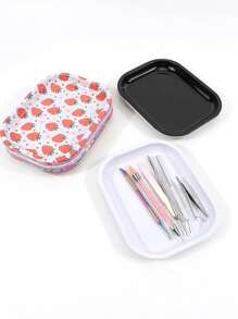 1 Stück Edelstahl Desinfektion Nageltablett, Nieren-, Quadrat-, Herz- oder Längsrundform, hitzebeständig für Schönheitssalon Nail Art Werkzeuge, tragbares Desinfektion Nagel-Werkzeug Zubehör