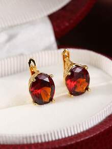 Cubic Zirconia Decor Earrings - Yellow Gold - View 7