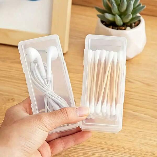 1pc Makeup Pad Swab Storage Box, Card Holder Box, Multifunctional Transparent Plastic Business Card, Postcard, Playing Card Portable Storage Box