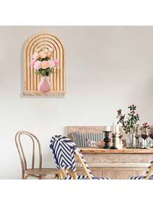 1 pieza Estante de pared en forma de puerta de madera maciza para macetas, artesanía de madera para decoración del hogar y la sala de estar