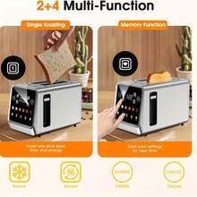 Touch Screen Toaster 2 Slice, Stainless Steel Smart Digital Toasters With Memory Function, 5 Bread Types & 6 Shade Settings, 1.5" Toasters 2 Slice Wide Slot, 900W. - Xem 5