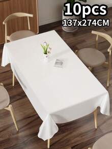 圣诞白色桌布，长方形桌布，可水洗，防污，圣诞麋鹿图案桌布，适用于圣诞节、新年、生日派对、家居清洁及个人护理、家居用品、活动及派对用品 - 白色 - 查看 1