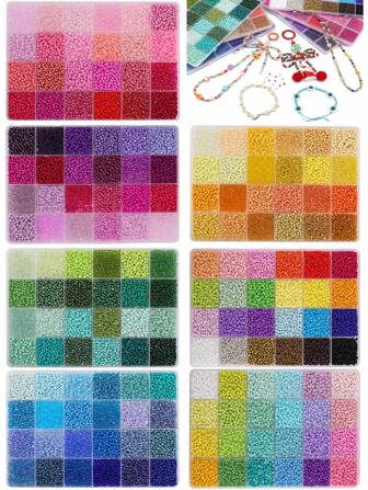 5200/36400pcs/Box 3mm Multi-Colored Seed Beads Kit Glass Spacer Beads For Jewelry Making Supplies For DIY Bracelets, Necklaces & Beaded Crafts - High-Quality, Crafting Essentials Kit