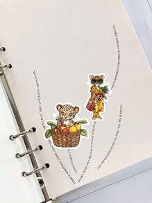18 pezzi di adesivi carini e fantastici con tema lupo re/estate/piscina/spiaggia/fiore/leopardo, per fai-da-te, scrapbooking, album, planner giornaliero, diario, cancelleria vintage, forniture scolastiche, back to school