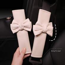 2pcs Seat Belt Shoulder Cover Premium Cute Female Decorative Bow Seat Belt Anti Buckle Shoulder Cover Car Seat Belt Cover Leather Seat Belt Cover