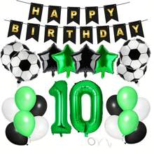 23/24 Stücke, 32 Zoll grüne Zahlen Fußball Geburtstags Party Dekorationen inklusive Zahlen 7, 8, 9, 10, 11, 12 und Pentagramm & Fußball Ballon Set, Sport Themen Party Dekoration, Geburtstags Dekoration, Feier Dekoration, geeignet für Fotoshootings, Atmosphäre Hintergrund Aufbau, Party Zubehör