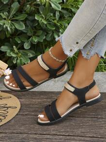 1 par de sandalias planas casuales cómodas y antideslizantes para adolescentes/niñas en verano