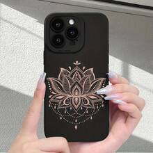 Funda de teléfono creativa personalizada, elegante y minimalista, con un patrón de loto simple, color negro clásico, protección resistente a golpes y caídas, resistente a las manchas y duradera, textura esmerilada avanzada, protección completa contra huellas dactilares, protección completa para la lente, anti caída y anti niebla, adecuada para  17.17 Pro...17 Pro Max...17 Agua. 16.16 Pro...16 Pro Máx.16 más.. 15.15 Pro Max...15 Pro...15 más.. 14.14 Pro...14 más..14 Pro Max... 13.13 Pro...13 Pro Max...12.12 Pro...12 Pro Max...11.11 Pro...11 Pro Máx.XR.X.XS.XS máx.Se.MiNi, la funda del teléfono ofrece protección completa. - Negro 1434 - Ver 3