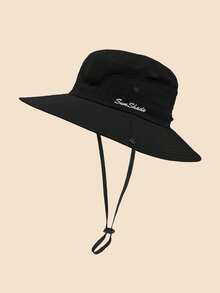 1 件儿童马尾辫太阳帽宽边防紫外线适合 3-8 岁女孩沙滩渔夫帽