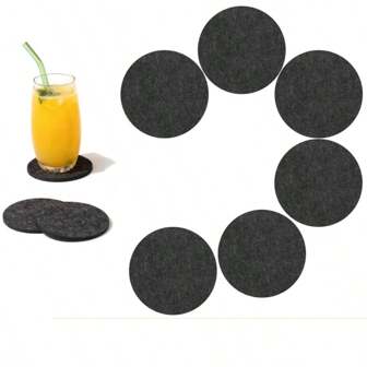 12pcs Absorbent Felt Cup Coasters, 3.94 Inches (10 Cm) (Black Round), For Bar And Home,Back To School,School Supplies