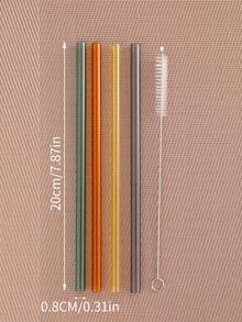 Colorful Glass Drinking Straws Set, Reusable And Heat-Resistant, With Cleaning Brush For Beverages, Bubble Tea, Water Cups,Kitchen,Christmas Gift - Multicolor - View 2