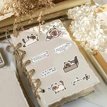 50 件手工暹罗猫系列卡通动物贴纸，可爱猫咪装饰，适用于水瓶、手机壳、笔记本、冰箱、学校用品、返校