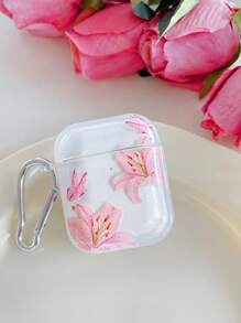1pc Lily Flower, Butterfly Transparent Earbud Cases Set With 1pc Earbud Holder Clip. Compatible With AirPods Pro (2nd Gen), AirPods 3, AirPods Pro, AirPods 1/2, AirPods 4, And Headphones