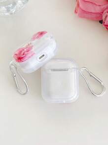 Fresh Sweet Pattern Realistic Hibiscus Flower Transparent Earphone Case, Including 1 Earphone Case Buckle, Compatible With AirPods Case, Headphones, AirPods Pro (2nd Gen), AirPods 3, AirPods Pro, AirPods 1/2, AirPods 4