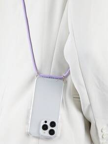 Minimalist Pastel Purple Lanyard Clear Phone Case - Clear - View 2