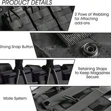 Tactical Molle Mag Pouch, Open-Top Molle Double/Triple Stacker 5.56 7.62 Magazine Pouches Holder Carrier For 9MM Magazines Holster (Magazines Do Not Include ,Only Sell Pouch) - 黑色 - 查看 3