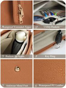 NEWHEY 女士笔记本电脑包 15.6 英寸皮革托特包 2 件套专业工作包带手拿包大号办公电脑包教师包单肩包 - 彩色 - 查看 10