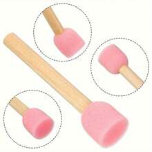 20pcs Wooden Round Sponge Foam Brush Set, Suitable For Crafts And Painting - Foam Brush Set With Wooden Handle, Ideal For DIY Art Projects