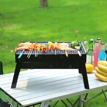Barbecue portatile facile da usare – Barbecue pieghevole da viaggio all'aperto | Barbecue a carbone perfetto per campeggio, giardino, picnic, affumicatore pieghevole in acciaio inossidabile per campeggio, affumicatore in acciaio inossidabile per esterni, barbecue per picnic - nero - Visualizzare 7