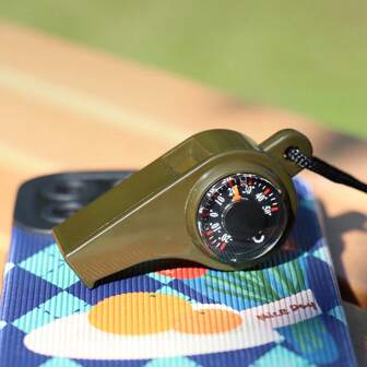 3-In-1 Emergency Survival Whistle With Compass And Thermometer - Perfect For Camping, Hiking, Outdoor Adventure, Referee And Cheerleader