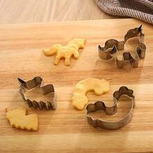 Set de 3 piezas, cortadores de galletas con forma de unicornio, cortapastas, moldes para galletas, utensilios de repostería, accesorios de cocina - Plateado - Ver 2