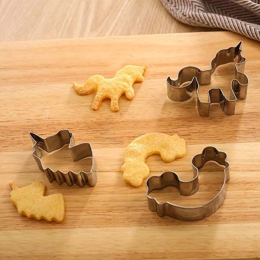 Set de 3 piezas, cortadores de galletas con forma de unicornio, cortapastas, moldes para galletas, utensilios de repostería, accesorios de cocina