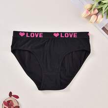 12 Pcs  Cotton Women's Briefs, Comfortable And Breathable, Solid Color Letter Waist Design, Gathered Hip, Multi-Color Daily Options. - 12pcs - 查看 5