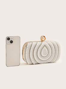 AIBBYDAR 女士晚装包，复古白珍珠女士晚装手拿包，手工串珠和水钻装饰钱包，优雅礼服包，适合婚礼、晚会、派对、节日聚会的单肩包