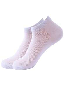 5 Pairs Men's Black, White, Gray Breathable Mesh Ankle Socks, Summer - Multicolor - View 8