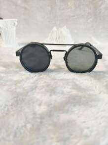 1 Stück Retro Litschi-Stil drehbarer Party Modegläser, geeignet für Partys, Zusammenkünfte, Reisen und Mode, Steampunk-Stil einstellbarer Helligkeit Metallrahmen schwarz mit grauen Gläsern, perfekt für Maskenballveranstaltungen und Modezubehör