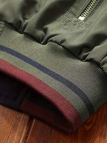 Men's Simple Daily Long Sleeve Jacket, Lightweight Green Color Block Formal Jacket For Work, Gift For Friends, Husband, Boyfriend - Army Green - View 6