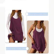 Gym Short Dresses Tennis Dress Workout Mini Dress With Shorts Sleeveless Spaghetti Straps Golf Athletic Dresses Mini Romper Dress Casual Workout Outfits,Gift For Women - 中紫紅色 - 查看 2