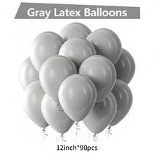 灰色乳胶派对气球 5/10/12/18 英寸 -10/30/50/70/90 个圆形氦气球适用于生日、婚礼、派对、性别揭晓、单身派对、退休、毕业庆典 - 灰色 - 查看 13