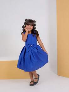 Children's Dress Girl Party Wedding Rounded Bow Delicate Elegant Evangelical Fashion Midi Blogger Princess Fashion Look Special Occasion Photo Shoot Tie On The Back Comfortable Practical Closure