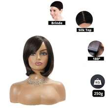 Short Long Bob Wig 40cm - Modern Cut, High Quality Fiber | Yan Hair - Light Brown - 查看 2