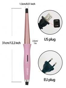 QHDJE 1pc QHDJE Adjustable Temperature Rotating Cord Constant Temperature Hair Styling Curling Iron 25-13mm Cone Barrel With 1 Pair Clips, 1 Pair Gloves Included