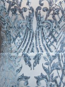 Off Shoulder Ruffle Layered Butterfly Sleeve Patchwork Sequin Fitted Mermaid Maxi Dress