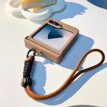 Süße koreanische einfarbige braune Waschbär tragbare Seil Handyhülle kompatibel mit Samsung Galaxy Z Flip 5 6 Z Flip6 ZFlip 5 Zflip7 Zflip6 Zflip5 stoßfeste Rückseite, Handyhülle kompatibel mit wasserdicht kratzfest und sturzfest - Braun - Übersicht 11