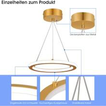 OYAJIA Moderne LED Pendelleuchte Esstisch 16.5W, Hängelampe in Gold ,Warmweiß Kaltweiß 3000K-6000K, Linear Design Pendellampe, Höhenverstellbar Pendelleuchten für Esszimmer, Wohnzimmer