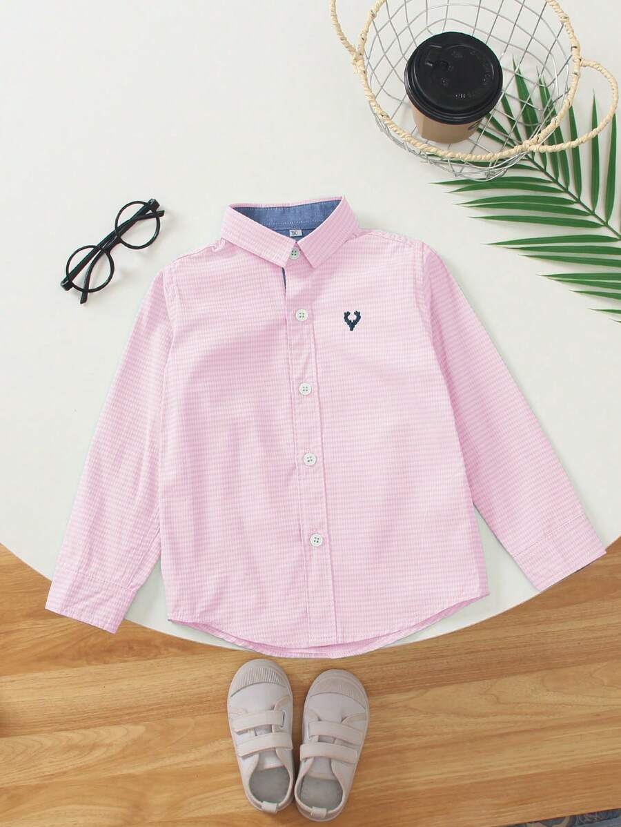 1 Stück Kleinkind/Kinder hellrosa bestickte Jacquard Stoff Lässig Langarm leichtgewichtige Bluse, geeignet für Geburtstag, Abendveranstaltung, Taufe und Baby Taufe Anlässe, Frühling/Herbst