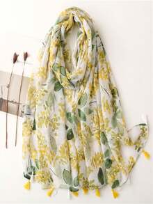 1入組簡約印花女士圍巾，新款秋冬保暖頸圍，時尚防曬披肩頭巾，頭髮裙裝理想搭配 - 彩色 - 查看 13