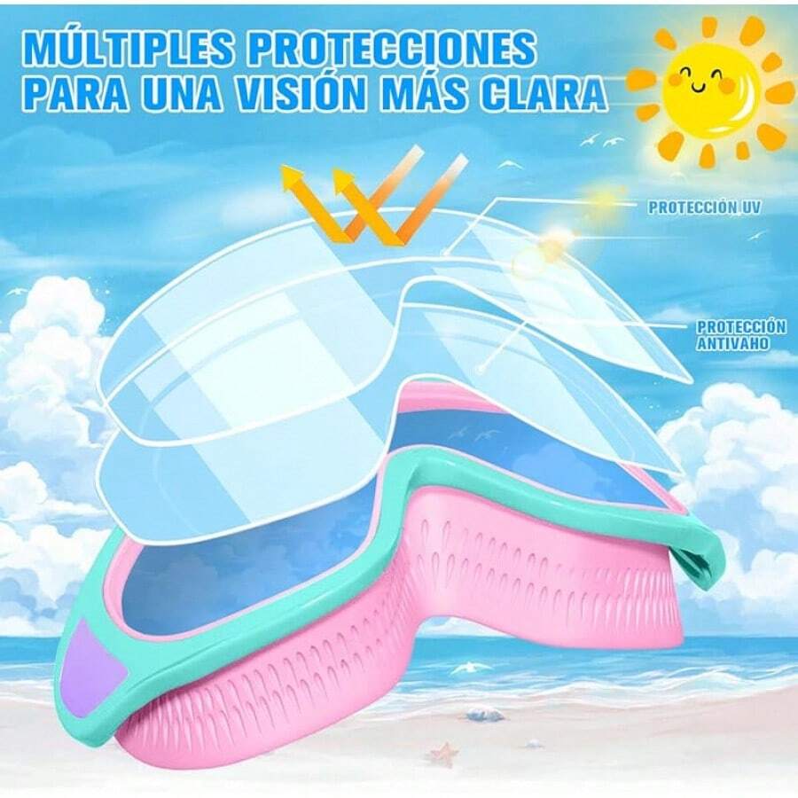 Gafas de Natación para Niños, Goggles para Niños, Gafas de Natación Antivaho y Antifugas, Anteojos de Natación Ajustables de Silicona, Protección, Adecuado para Niños y Niñas de 3 a 16 años - Rosa y azul - Ver 1