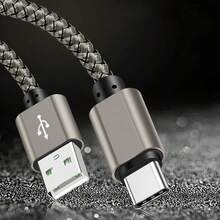 1 Stück 60W USB-C Ladekabel, 3.3ft/6.6ft/10ft Nylon geflochtenes USB-A auf USB-C Schnellladekabel, kompatibel mit Samsung Galaxy S24/S23 Ultra/S23/S23+/S22/S22 Ultra/S22+/S21 Ultra/S20 Ultra/Note 20/Note 10/Z Fold 3/4/5, kompatibel mit iPhone 16/16 Pro Max/15/15 Plus/15 Pro/15 Pro Max, Typ-C - Grau - Übersicht 9