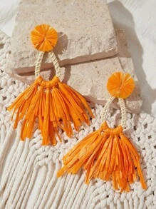 Aretes con borlas de estilo bohemio, accesorio para sesión de fotos en la playa, aretes de la serie forestal hechos a mano, joyas de alta gama para viaje a la playa