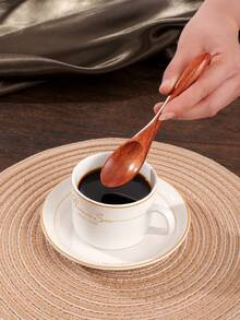 1/4PCS Small Wooden Spoons, 5.7Inch/14.5cm Honey Spoons For Tea, Wooden Honey Teaspoons For Coffee, Little Tiny Wood Spoons, Mini Table Spoons For Jar & Condiment, Wooden Spoons For Eating - Orange - View 4