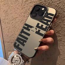 Faith Over Fear- Cool Silvery Beautiful Mobile Phone Case, For IPhone 16 11 15 14 13 12 Pro Max Plus Shockproof Protective Case, Christian Gift, Suitable For Women, Men, Boyfriend,Suitable For IPhone17 Air - 透黑 - 查看 2