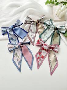 5pcs Floral Print Silk Scarf Headband For Women, Casual Elegant Multipurpose Daily/Date Gift Hair Band Turban Headband Sweatband
