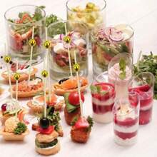 20/50/100/200pcs Set 4.7 Inch Gold Pearl Bamboo Chopsticks, Fruit Picks, Heart Shaped Appetizer Toothpicks, Suitable For Burgers, Sandwiches, Cakes, Fruit Desserts, Party Supplies, Wedding Decoration